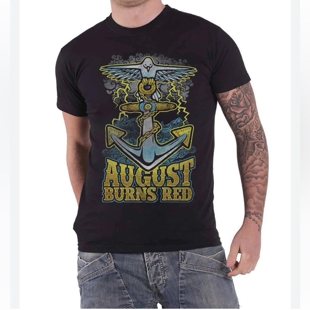 August Burns Red Dove Anchor tshirt Size large Black Hot Topic Band Metal Rock